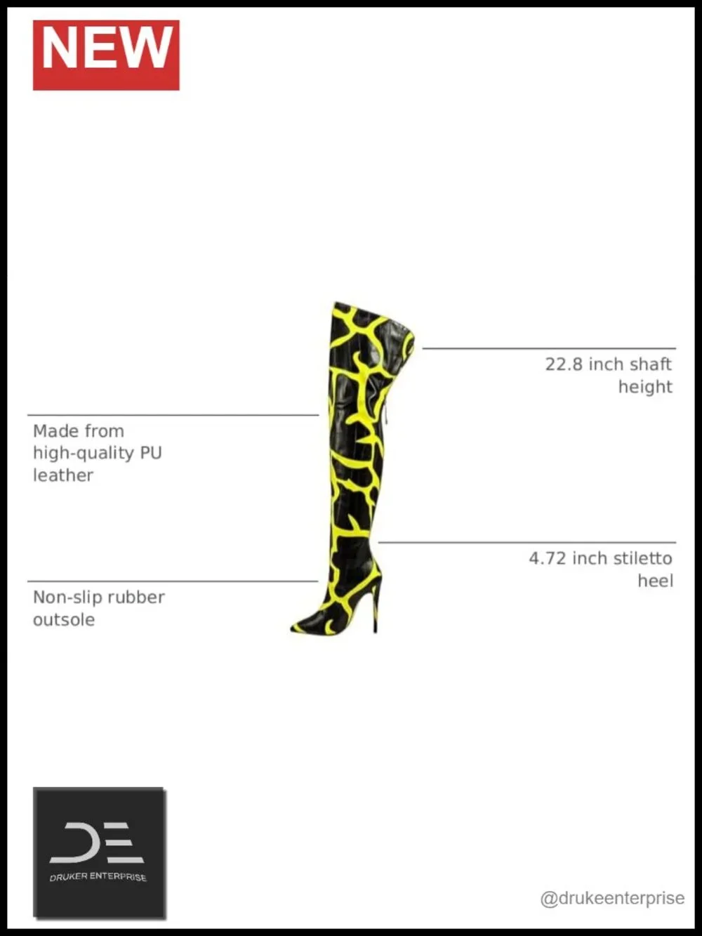 Over the Knee Thigh High Boots - Stiletto Heel Pointed Toe Back Zip PU Leather